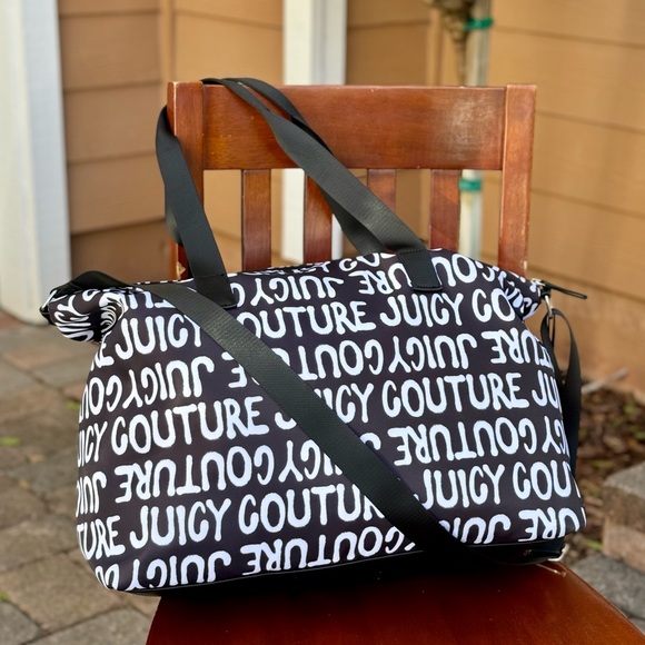 Juicy Couture Black White Chain Up Overnighter - NWT - Picture 3 of 10